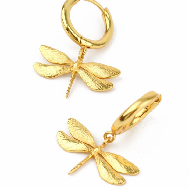 My Doris Gold Dragonfly Huggie Earrings