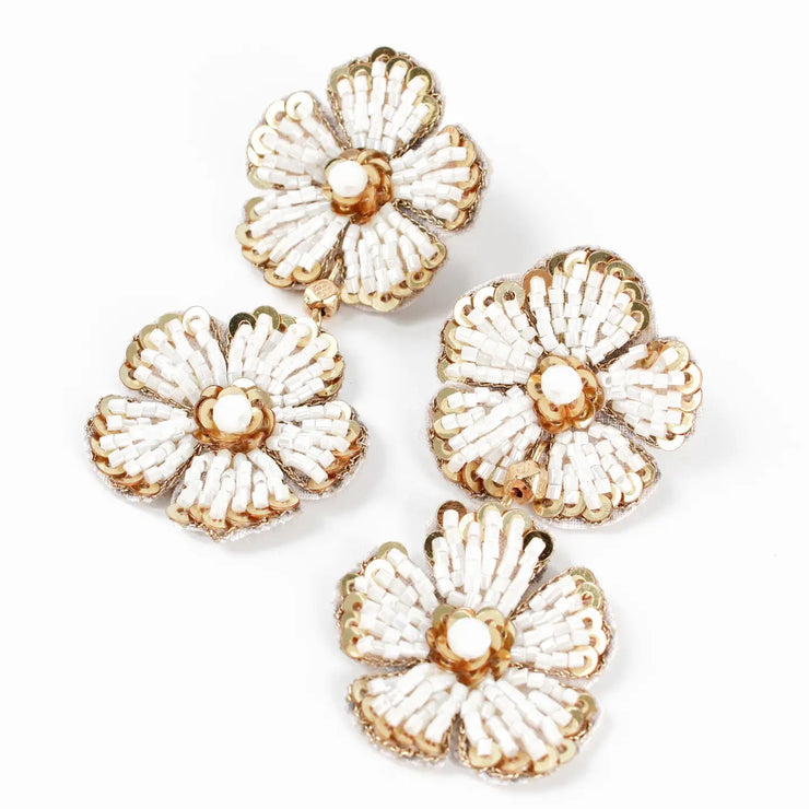 My Doris Pearl & Gold Floral Earrings