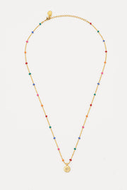 CZ Pendant Rainbow Beaded Necklace