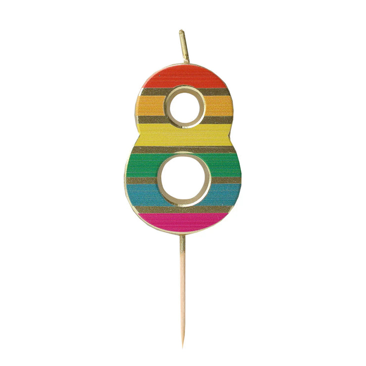Rainbow Gold Birthday Number Candles