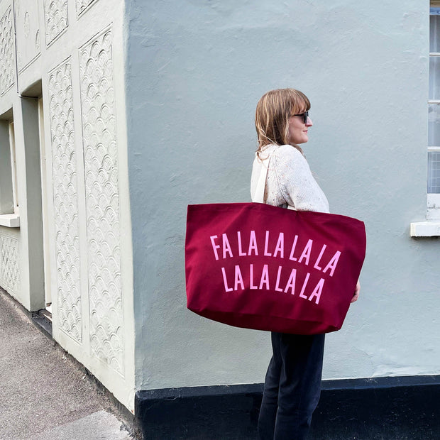 Falalalala Lalalala Burgundy REALLY Big Bag