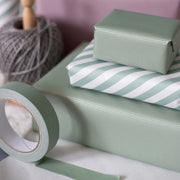 Recycled 5m Roll of Wrapping Paper - Green Fine Stripes