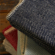 Tweedmill Pure New Wool Fishbone Throw in Navy