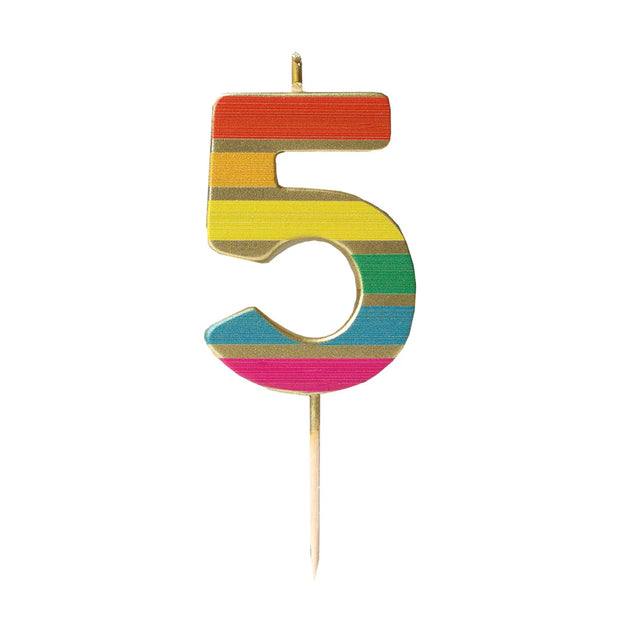 Rainbow Gold Birthday Number Candles