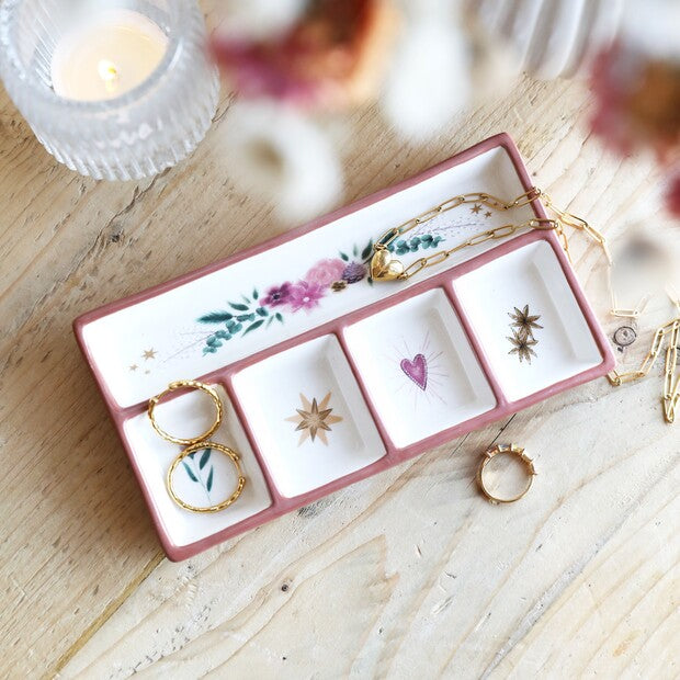 Cosy Floral Heart Ceramic Trinket Tray