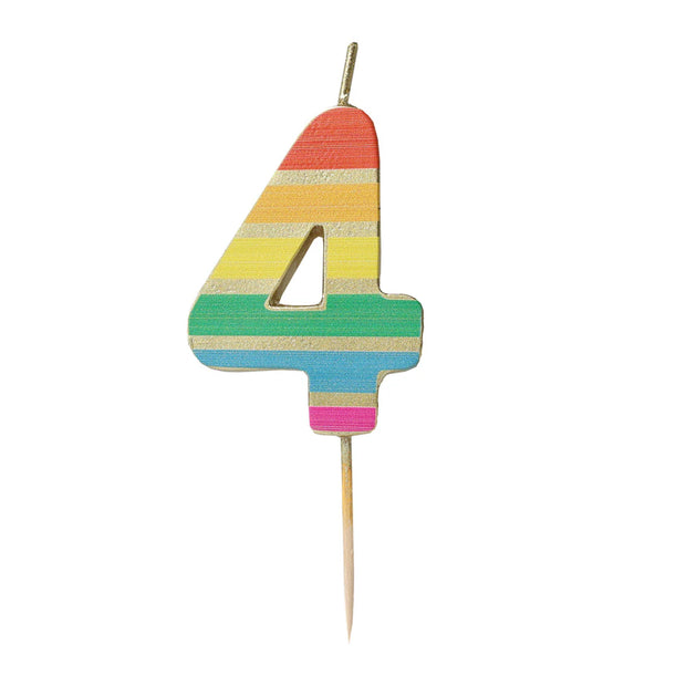 Rainbow Gold Birthday Number Candles