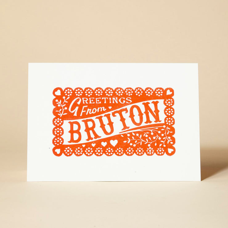 Pressed and Folded Card - Greetings From Bruton