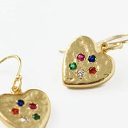 My Doris Heart Gem Earrings - Gold