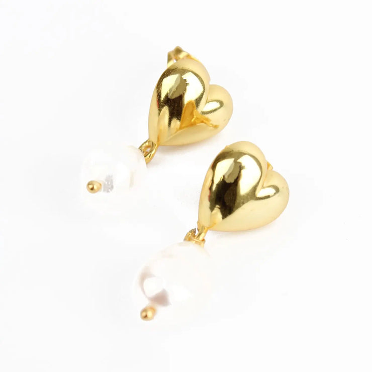 My Doris Gold Chunky Heart Studs