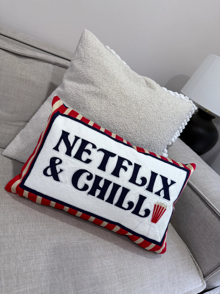 Rectangle Needlepoint Cushion - Netflix and Chill