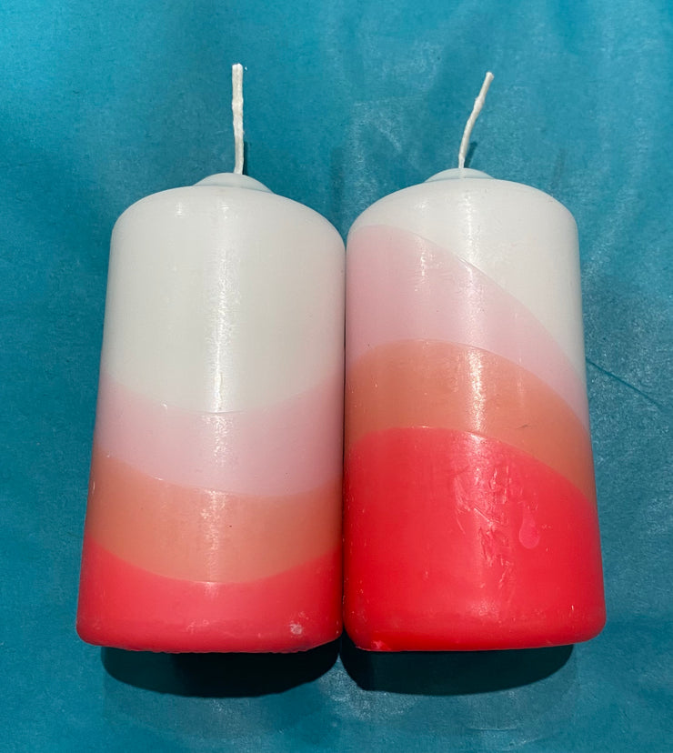 Dip Dye Pillar Candles Wild Rose - Set of Two