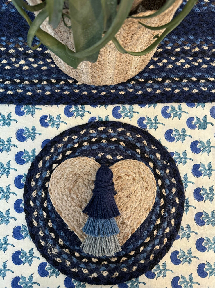 Braided Rug Company Jute Dinner Placemats Set - Indigo