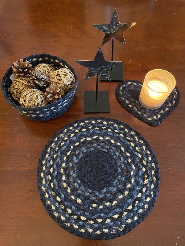 Braided Rug Company Jute Dinner Placemats Set - Indigo