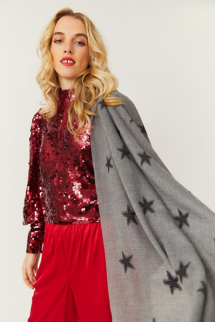 Cashmere & Silk Blend Star Scarf Wrap