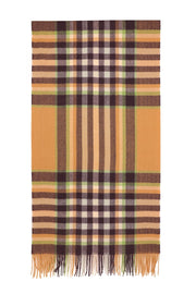 Issy Chequered Cashmere Scarf with Tassels