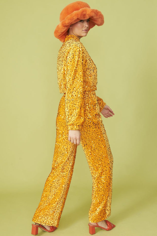 Bamboo Sequins Trousers - Orange