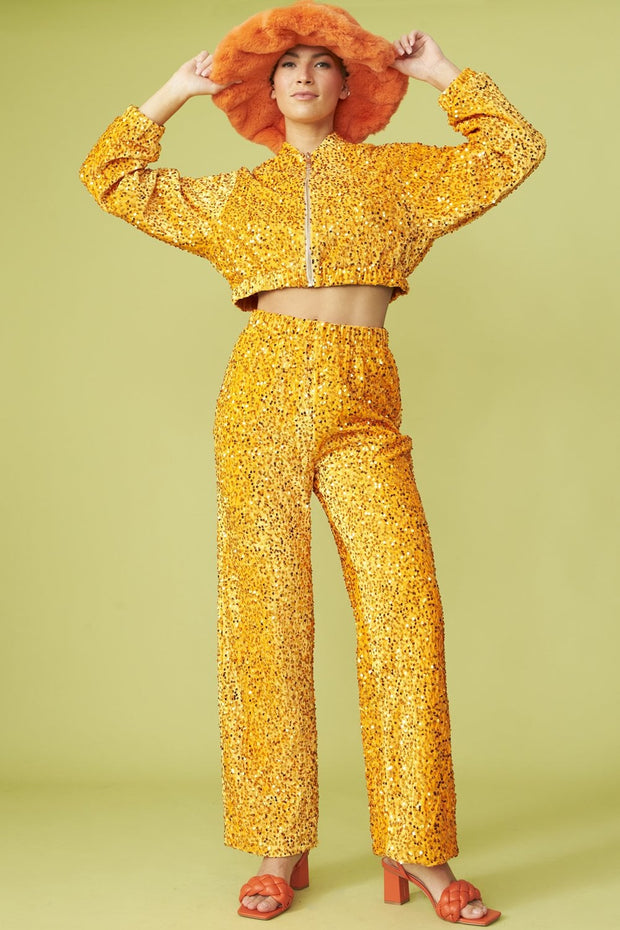 Bamboo Sequins Trousers - Orange