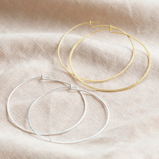 Large Thin Hoop Earrings - Gold
