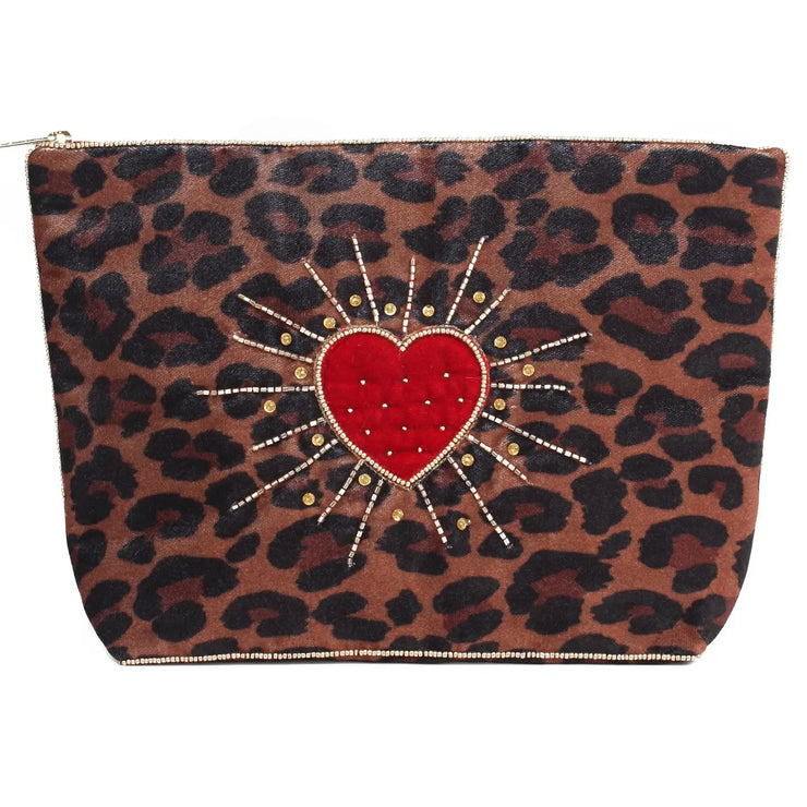 My Doris Large Pouch - Leopard Heart Burst
