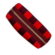 Sixton Large Red Stripe Make-Up Bag with Leopard Pin