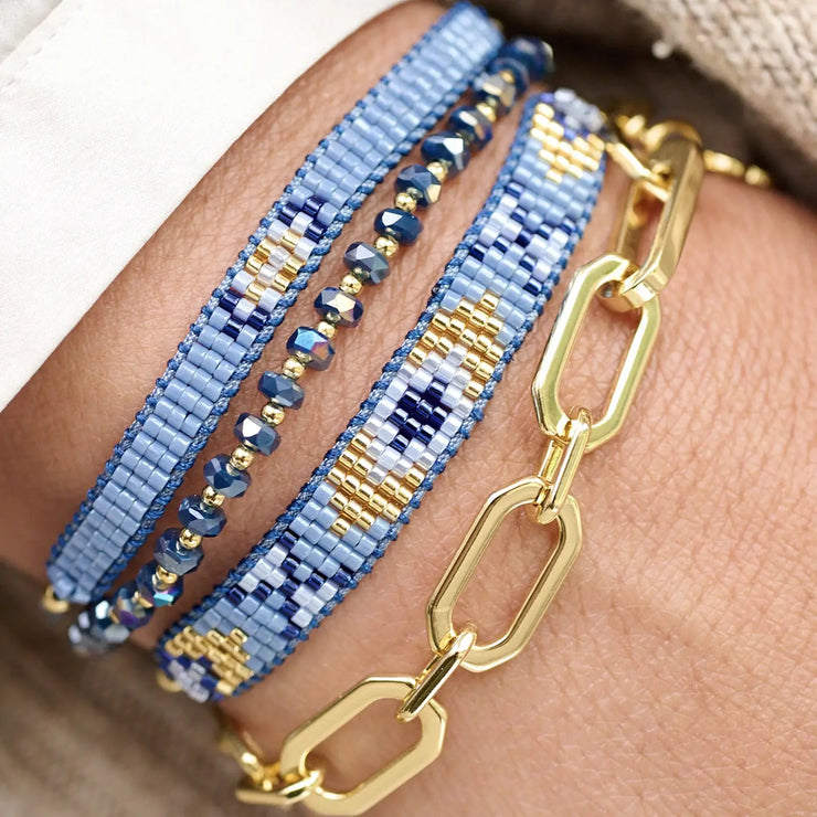 Boho Betty 3 Layer Bracelet Stack - Livia Blue