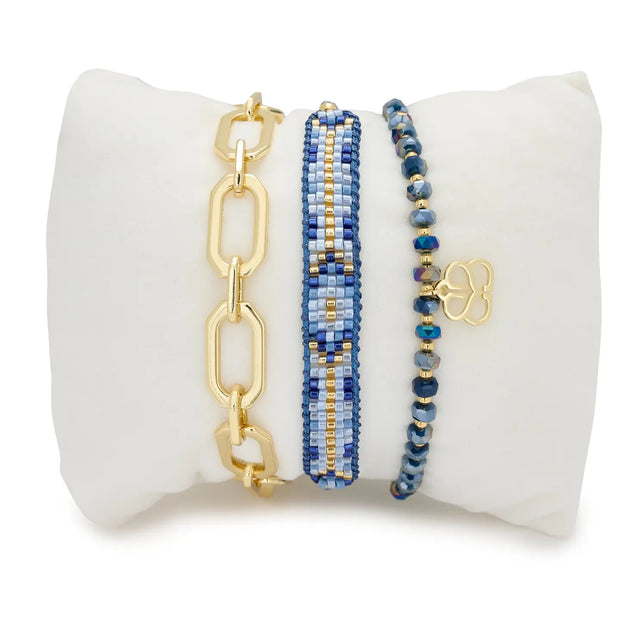 Boho Betty 3 Layer Bracelet Stack - Livia Blue