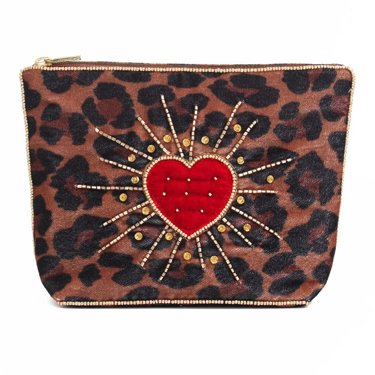 My Doris Medium Pouch - Leopard Heart Burst