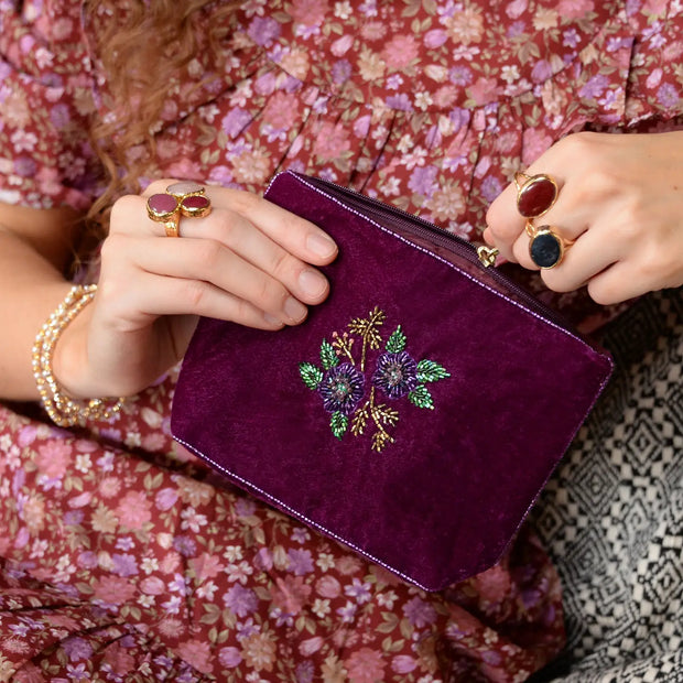 My Doris Medium Pouch - Purple Flower