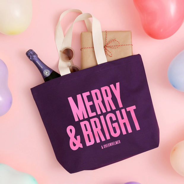 Merry & Bright (& Overwhelmed) Plum Tote Bag