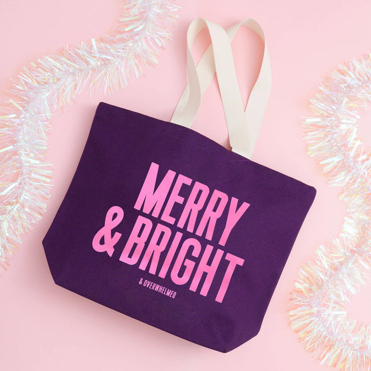 Merry & Bright (& Overwhelmed) Plum Tote Bag