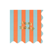 Meri Meri Paper Napkins x 16 - Striped Happy Birthday