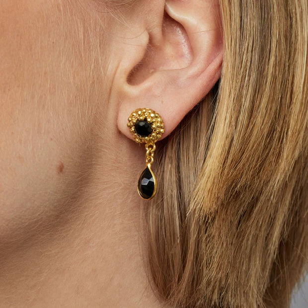 Ashiana Neve Black Flower Earrings