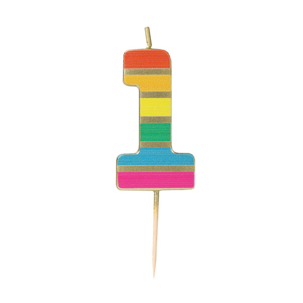 Rainbow Gold Birthday Number Candles