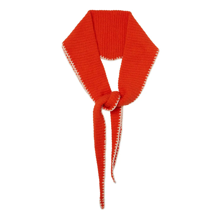 Cashmere Diamond Skinny Scarf Stitched Edge - Orange
