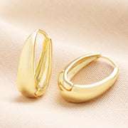 Tapered Oval Hoop Gold Earrings