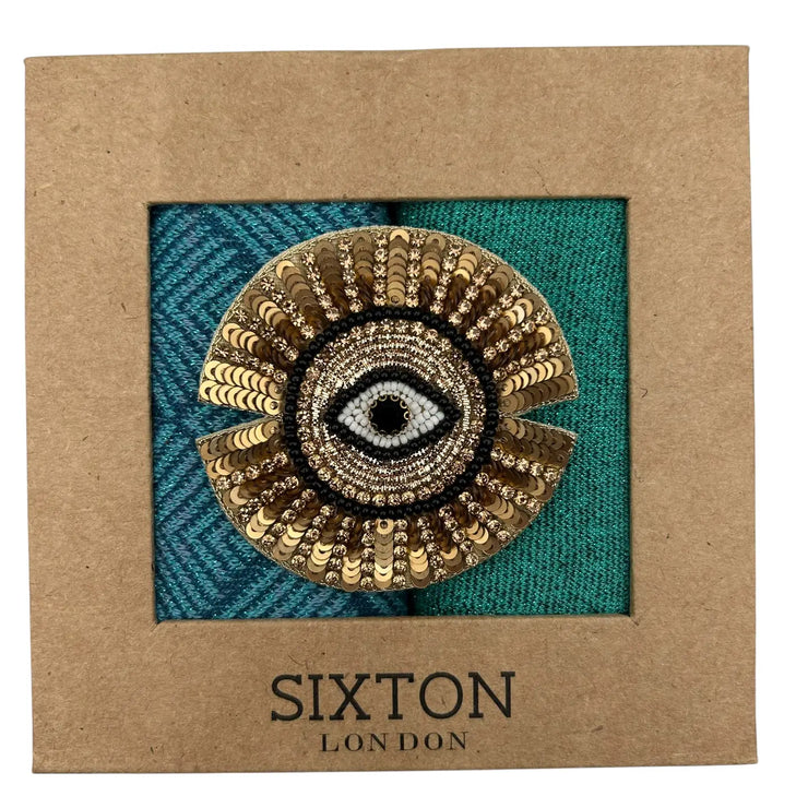 Sixton Paris Turquoise Sock Box with Sunray Eye Pin