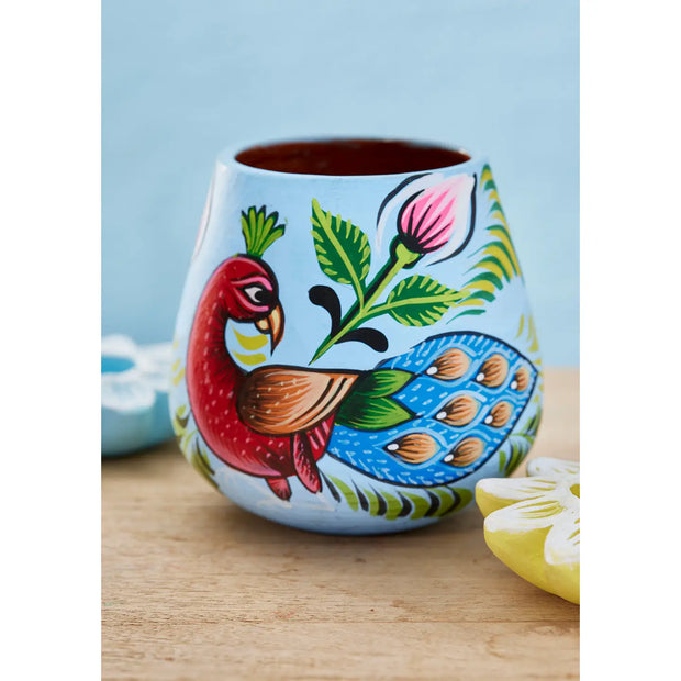 Namaste Hand Painted Shapla Peacock Planter
