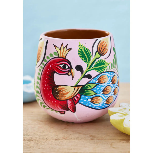 Namaste Hand Painted Shapla Peacock Planter