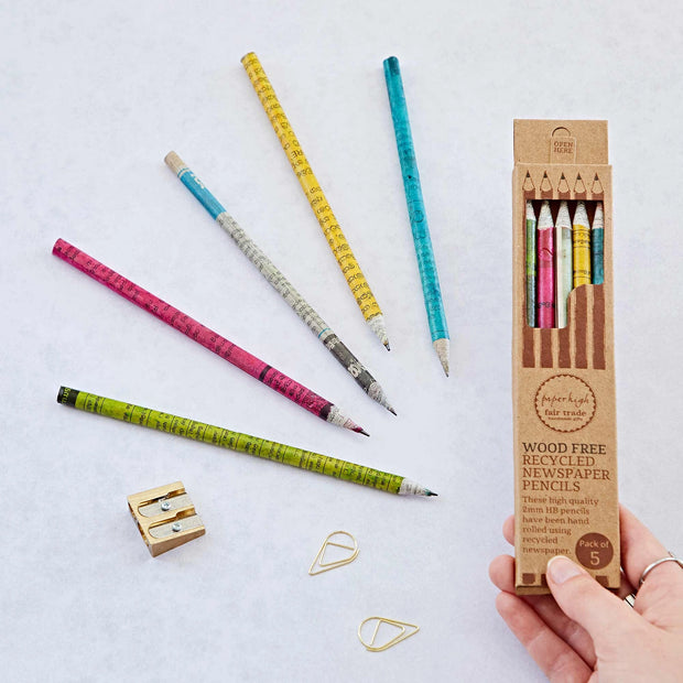 Recycled Newspaper Pencil Set