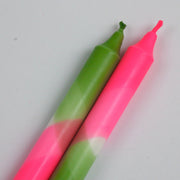 The Singing Rabbit 2 Dinner Candles - Neon Pink & Green