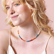 Rainbow Rondelle Stone Beaded Necklace