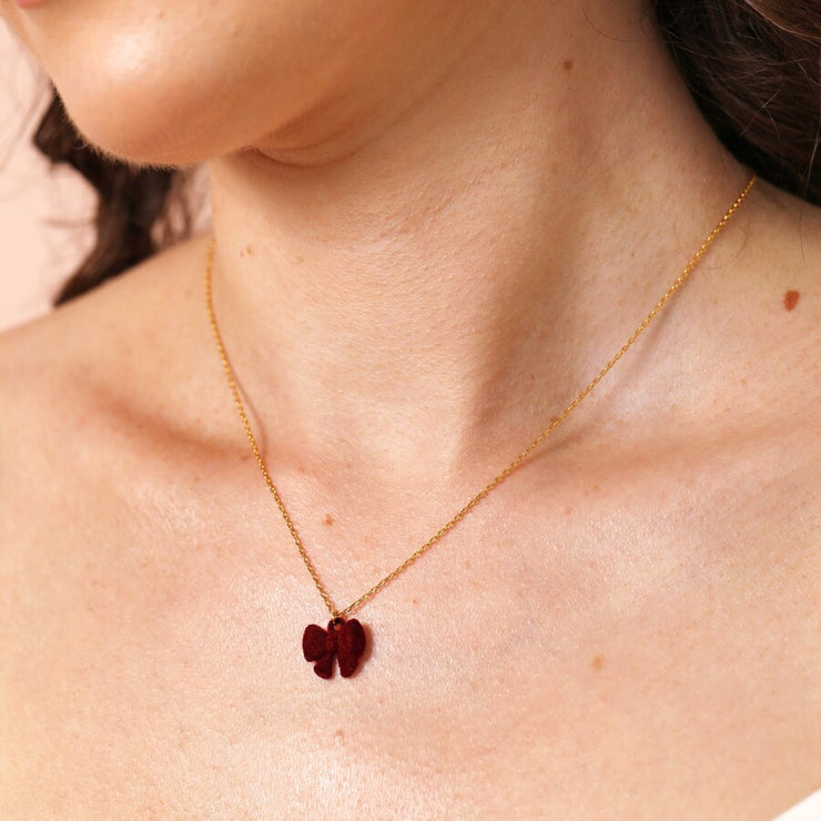 Red Velvet Bow Pendant Necklace