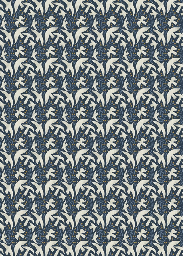 The Art File Christmas Gift Wrap Roll - Blue Doves