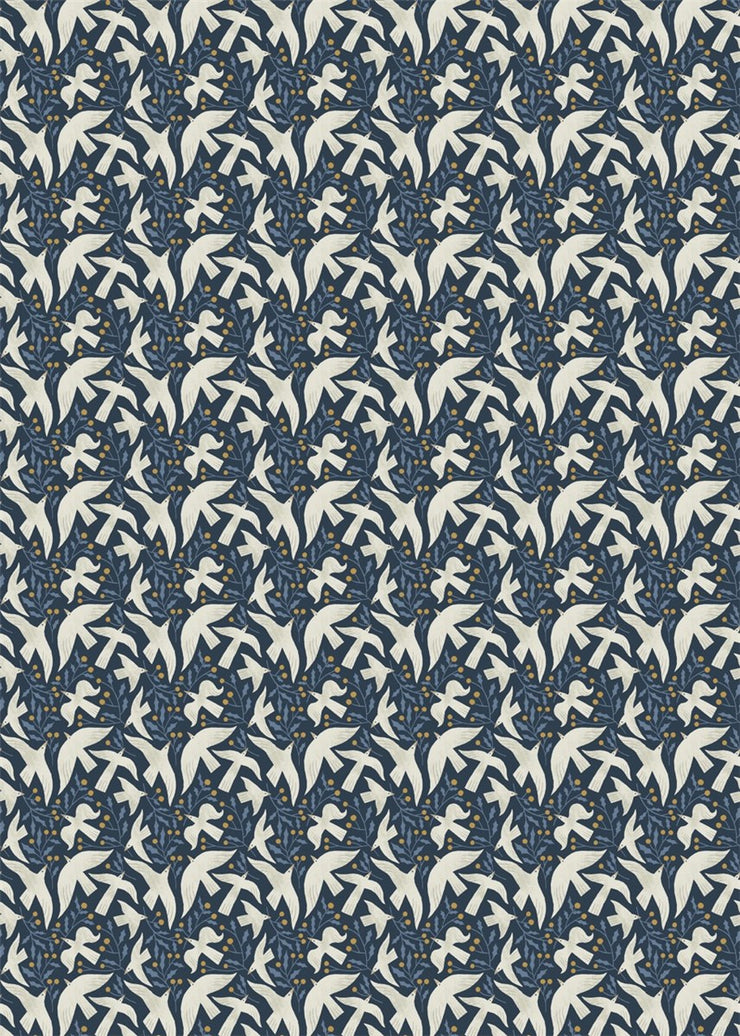 The Art File Christmas Gift Wrap Roll - Blue Doves