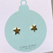 Coral & Mint Christmas Gold Star Earrings