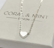 Coral & Mint Heart Silver Necklace