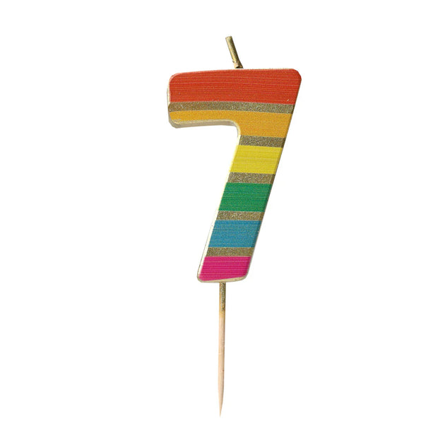 Rainbow Gold Birthday Number Candles