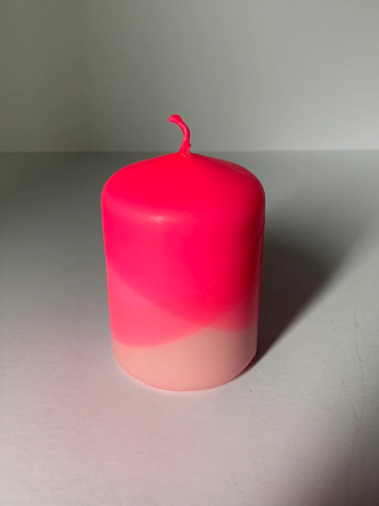 The Singing Rabbit Pillar Candle - Neon Pink & Sherbert