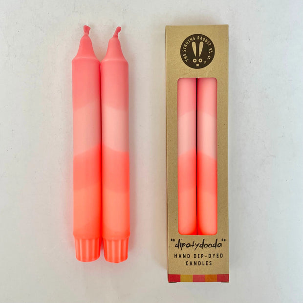 The Singing Rabbit 2 Dinner Candles - Sherbert Pink & Neon Coral