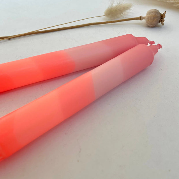 The Singing Rabbit 2 Dinner Candles - Sherbert Pink & Neon Coral